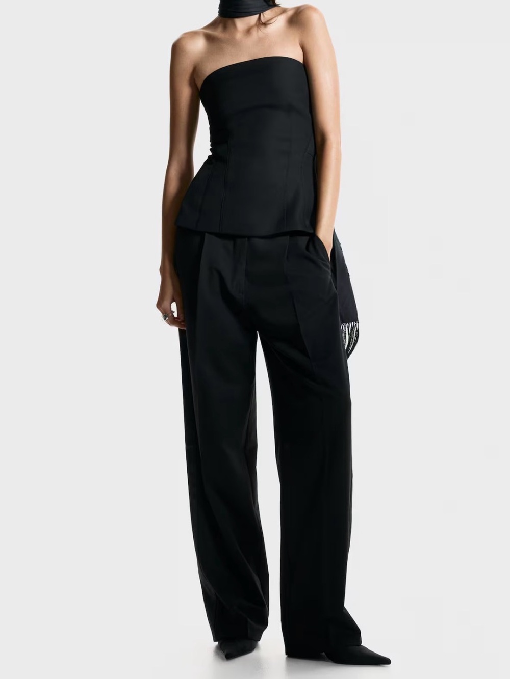 H&M Tuxedo Pant- Wide Leg, Black